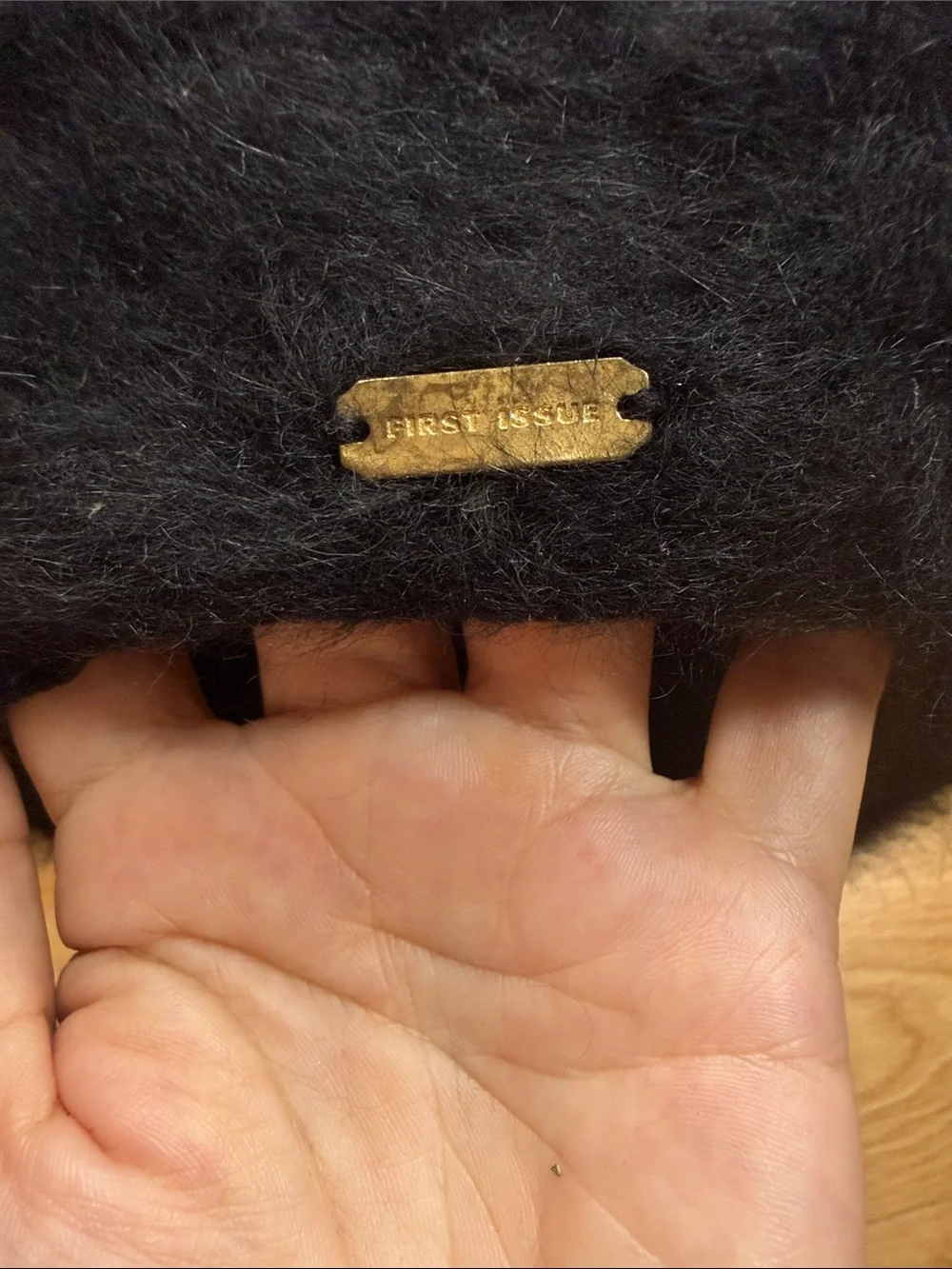 Vintage First Issue Liz Claiborne Black Wool Rabbit Hair Beret Hat